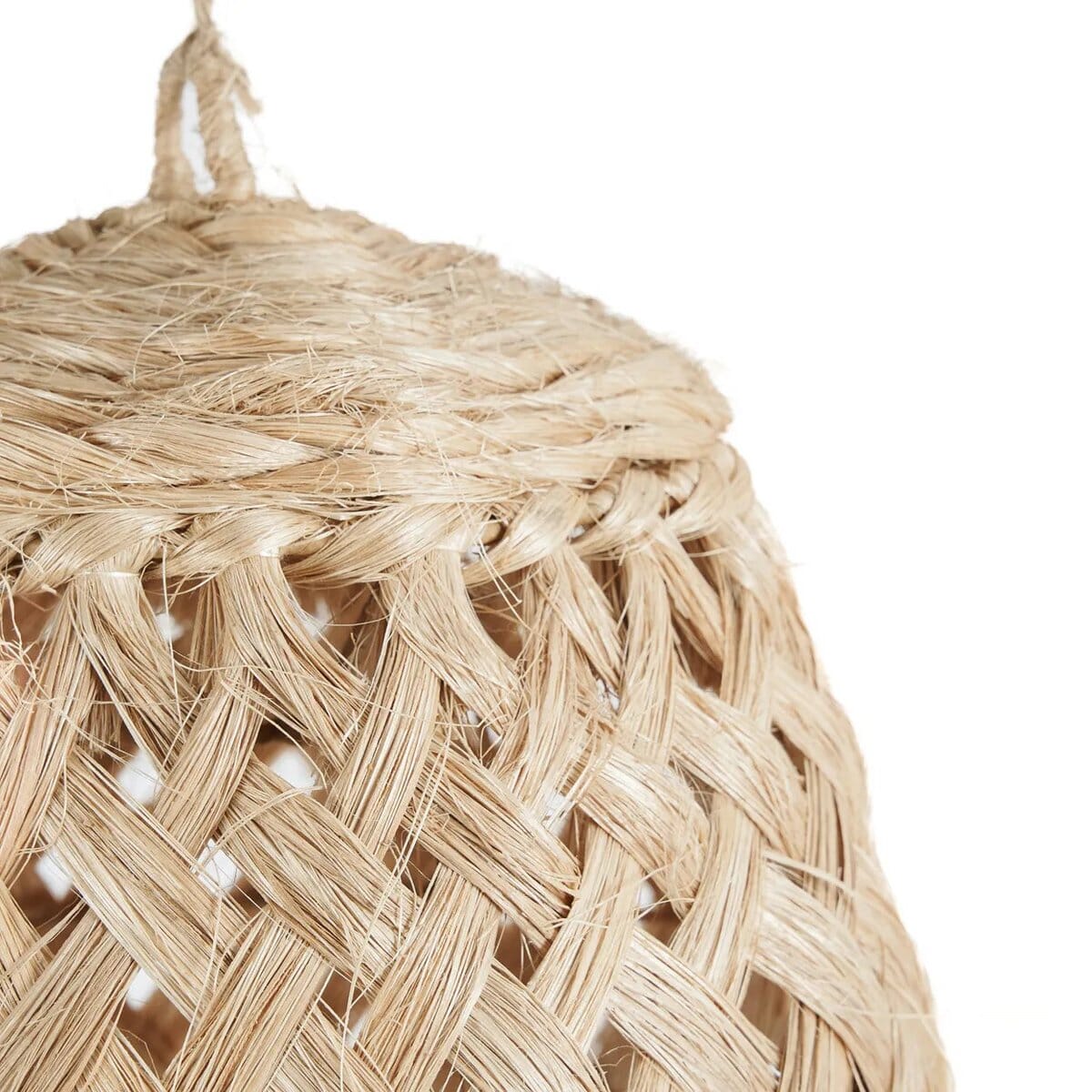 Gedetailleerd patroon van de abaca hanglamp – unieke lichtval en bohemian sfeer