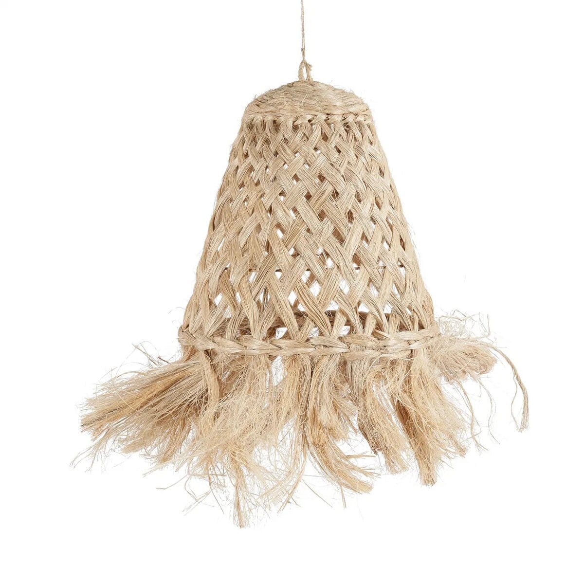 Handgemaakte boho hanglamp maat S – naturel abaca, sfeervolle verlichting voor elk interieur