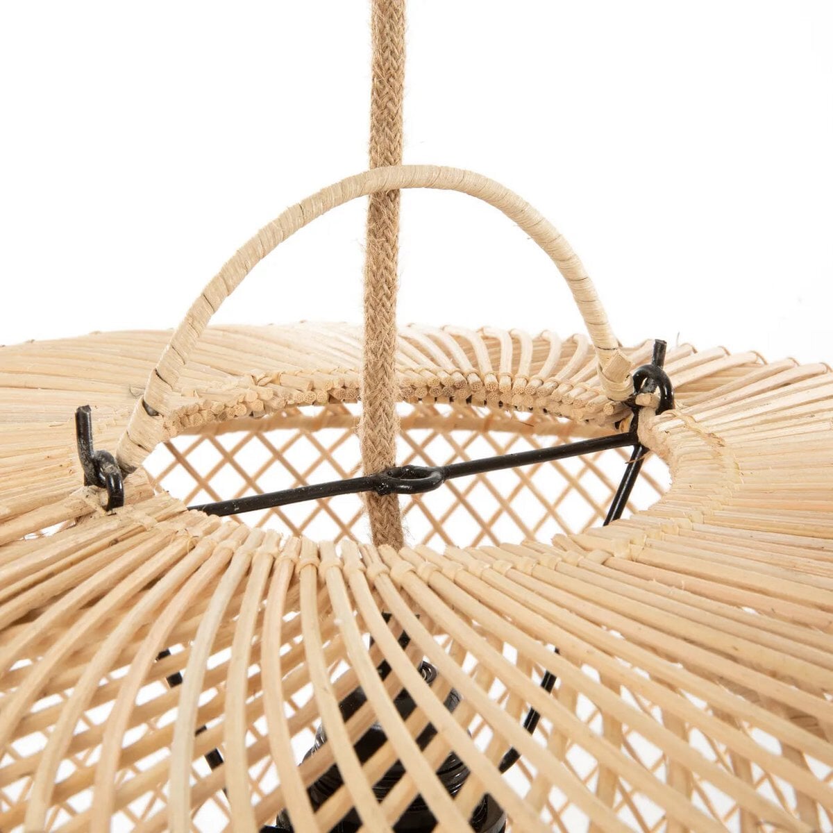 Wholly Rotan Hanglamp - Natuurlijke Bol - 60x60x40 cm - Armaturen Los Lampenkap Bazar Bizar Living 