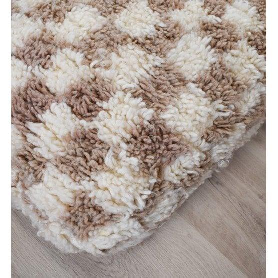 Khayma Vloerkussen - Handgemaakt Marokkaans Vloerkussen in Beige & Wit Vloerkussen Poufs & Pillows 