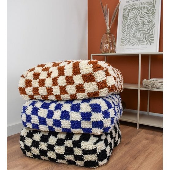 Khayma Vloerkussen - Handgemaakt Marokkaans Oranje & Wit Vloerkussen Poufs & Pillows 