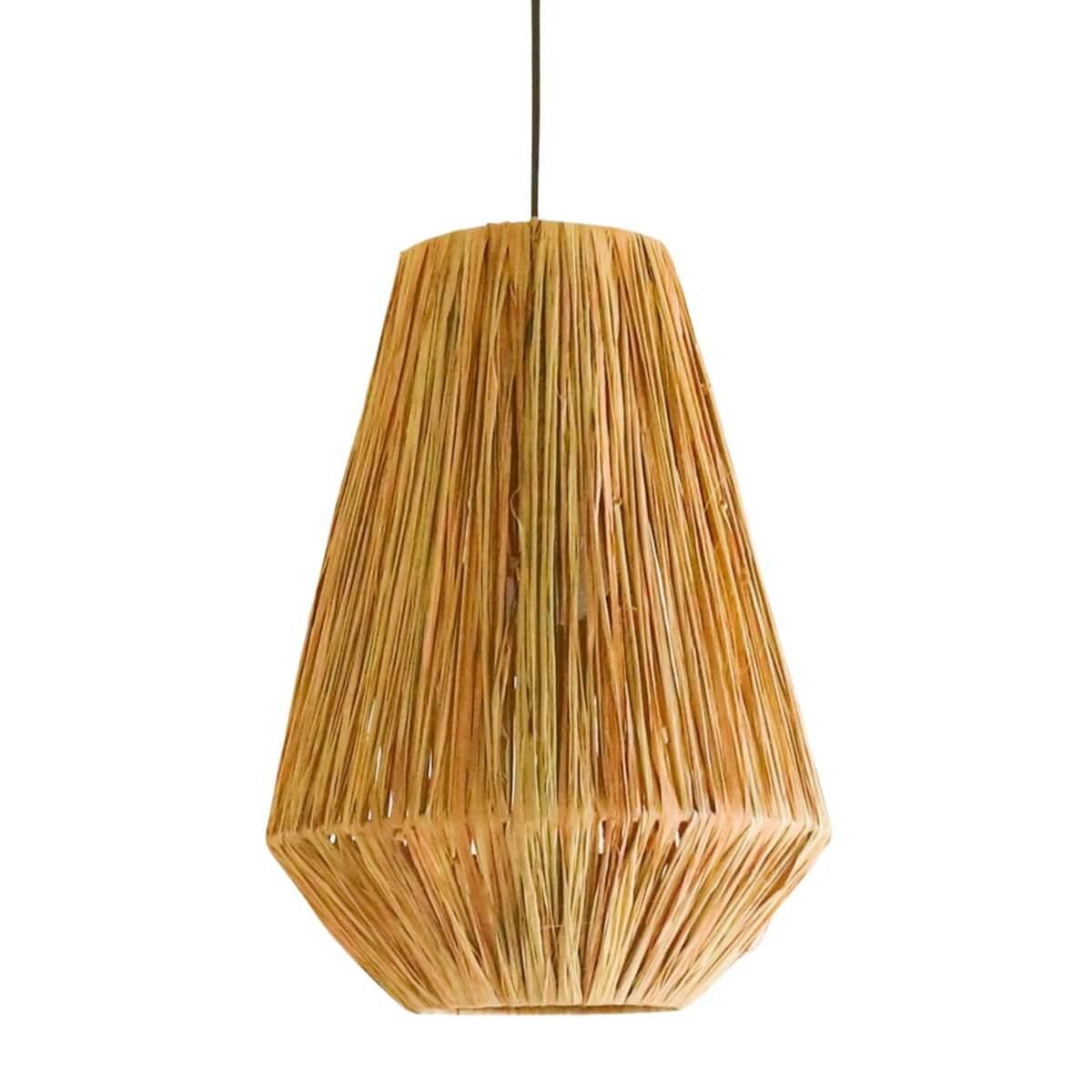 Boho hanglamp van handgemaakt raffia – sfeervolle natuurlijke verlichting