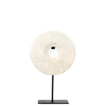 The Marble Disc on Stand - Wit - M Decoratie Bazar Bizar Living 